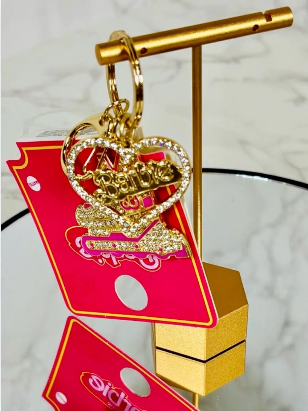 A-1DC-39: BAG CHARM/KEYCHAIN: BARBIE w/Pink & Golden Accents, Rhinestones, NWOT